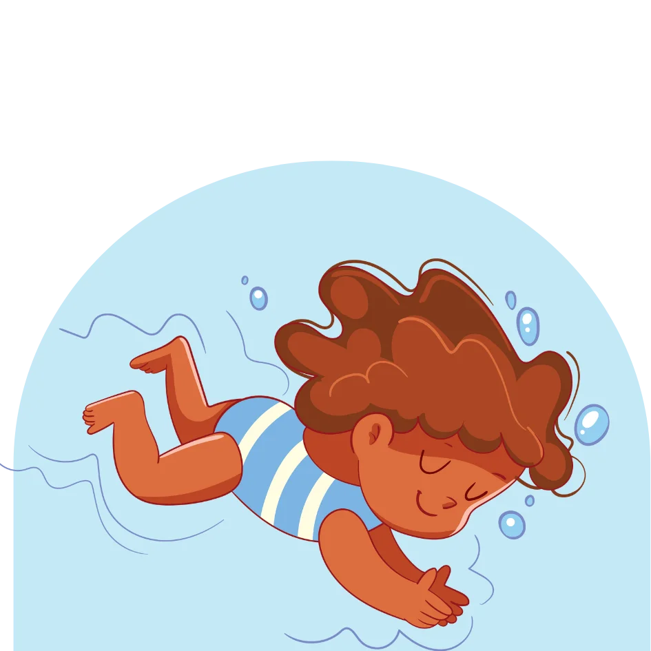 Playful Child Swimming Underwater Cartoon Clipart Illustration