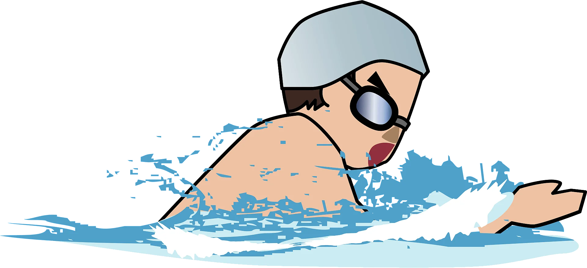 Professional Swimmer in Competitive Stroke Technique Cartoon Clipart Illustration