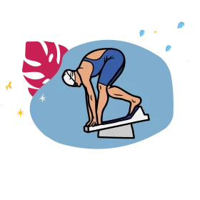 Professional Swimmer Preparing to Dive into Pool - Dynamic Swimming Clipart Design