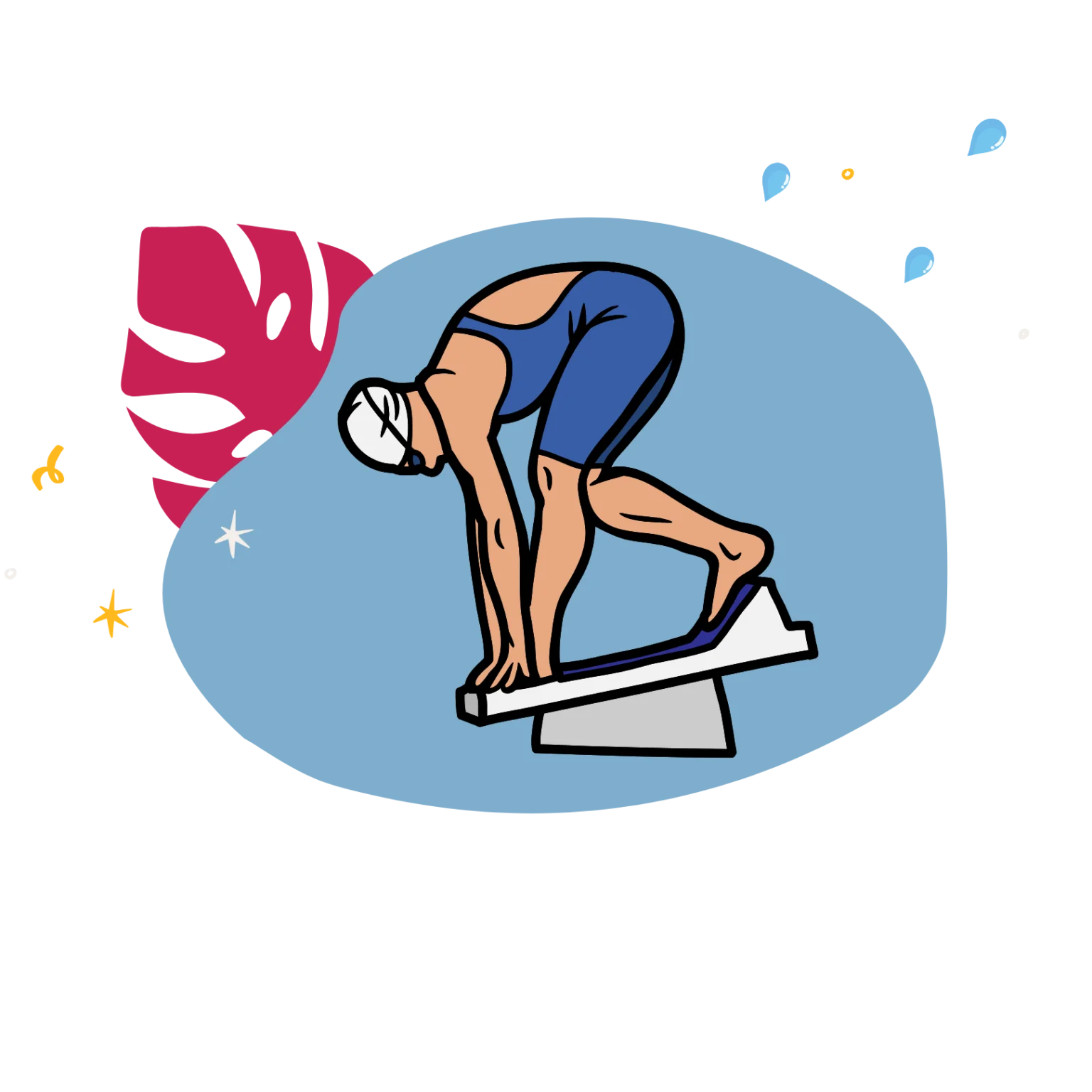 Professional Swimmer Preparing to Dive into Pool - Dynamic Swimming Clipart Design