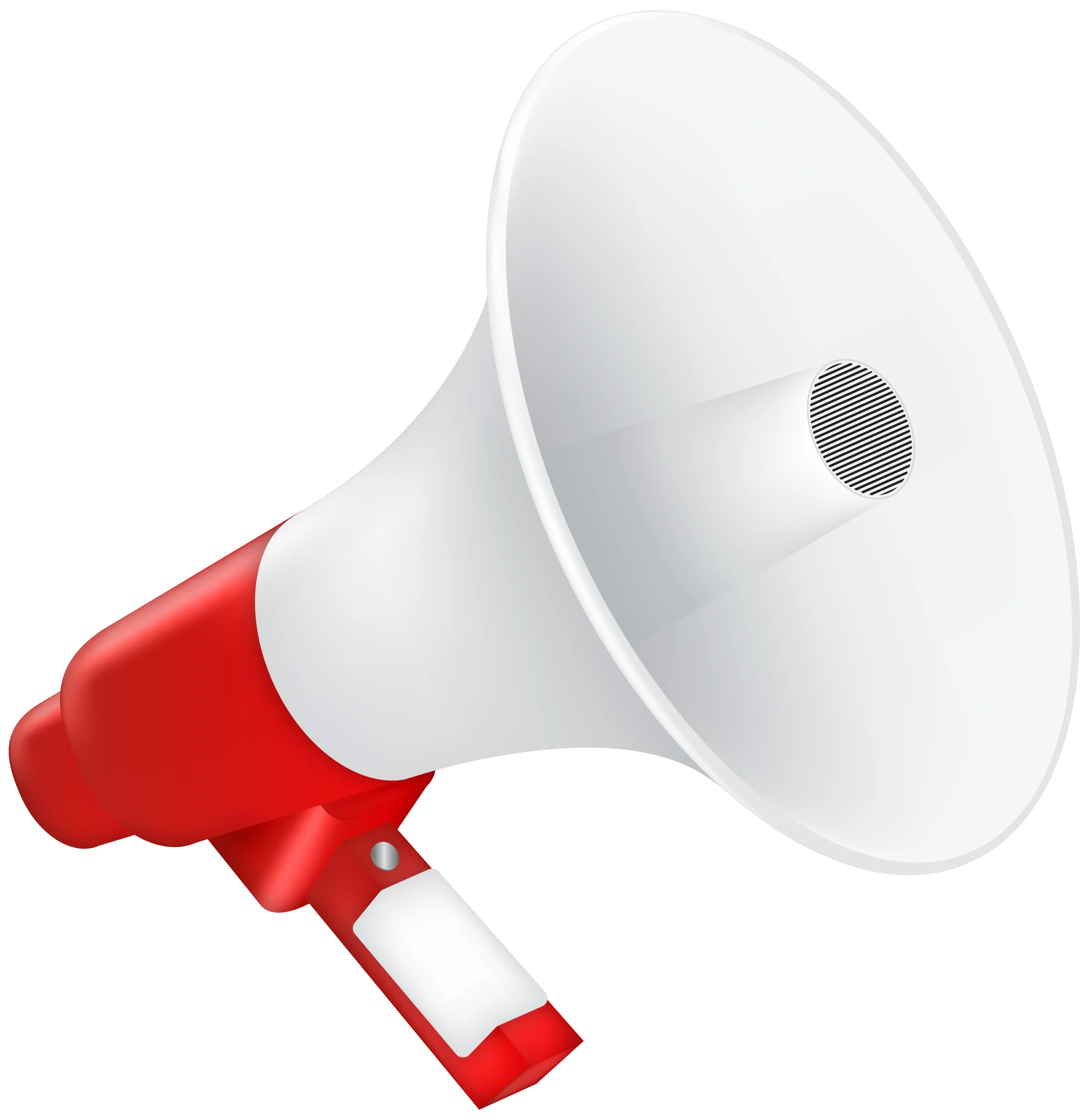 Red and White Megaphone Clipart Design for Communication and Announcements