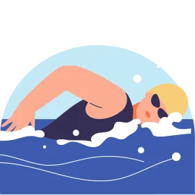 Serene Swimmer Gliding Through Waves: A Minimalist Swimming Clipart Illustration