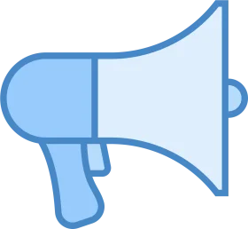 Simple Blue and Light Blue Megaphone Clipart Icon Design for Digital Communication