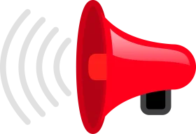 Striking Red Megaphone Clipart with Sound Wave Broadcast Graphic
