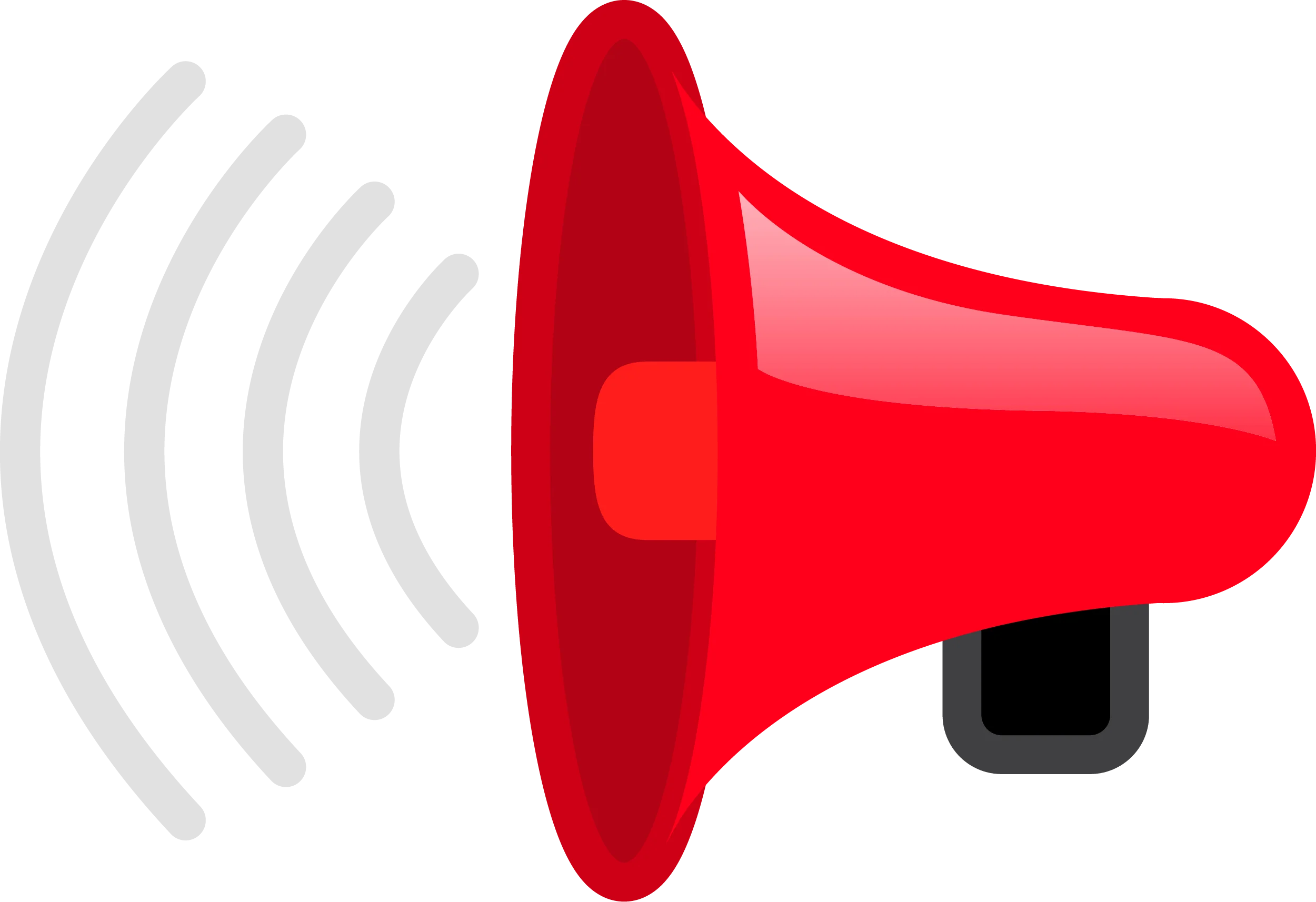 Striking Red Megaphone Clipart with Sound Wave Broadcast Graphic