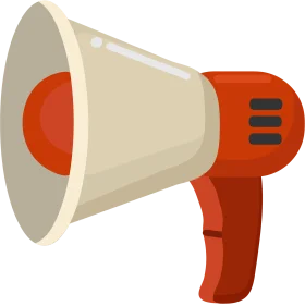 Stylized Retro Orange and Cream Megaphone Clipart Design with Bold Graphic Flair