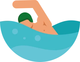 Stylized Swimmer Performing Freestyle Stroke Swimming Clipart Illustration