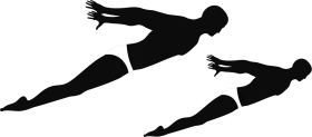 Synchronized Swimming Silhouettes Dynamic Pose Monochrome Clipart Illustration