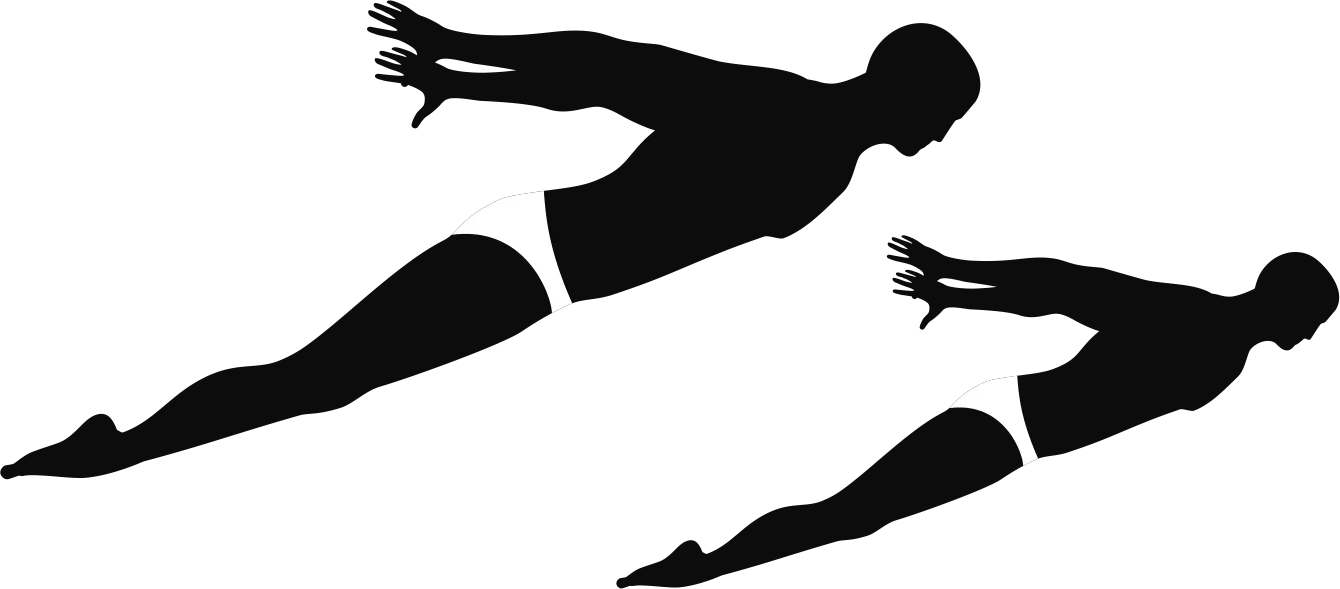 Synchronized Swimming Silhouettes Dynamic Pose Monochrome Clipart Illustration