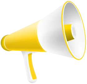 Yellow and White Loud Communication Megaphone Clipart Design Element