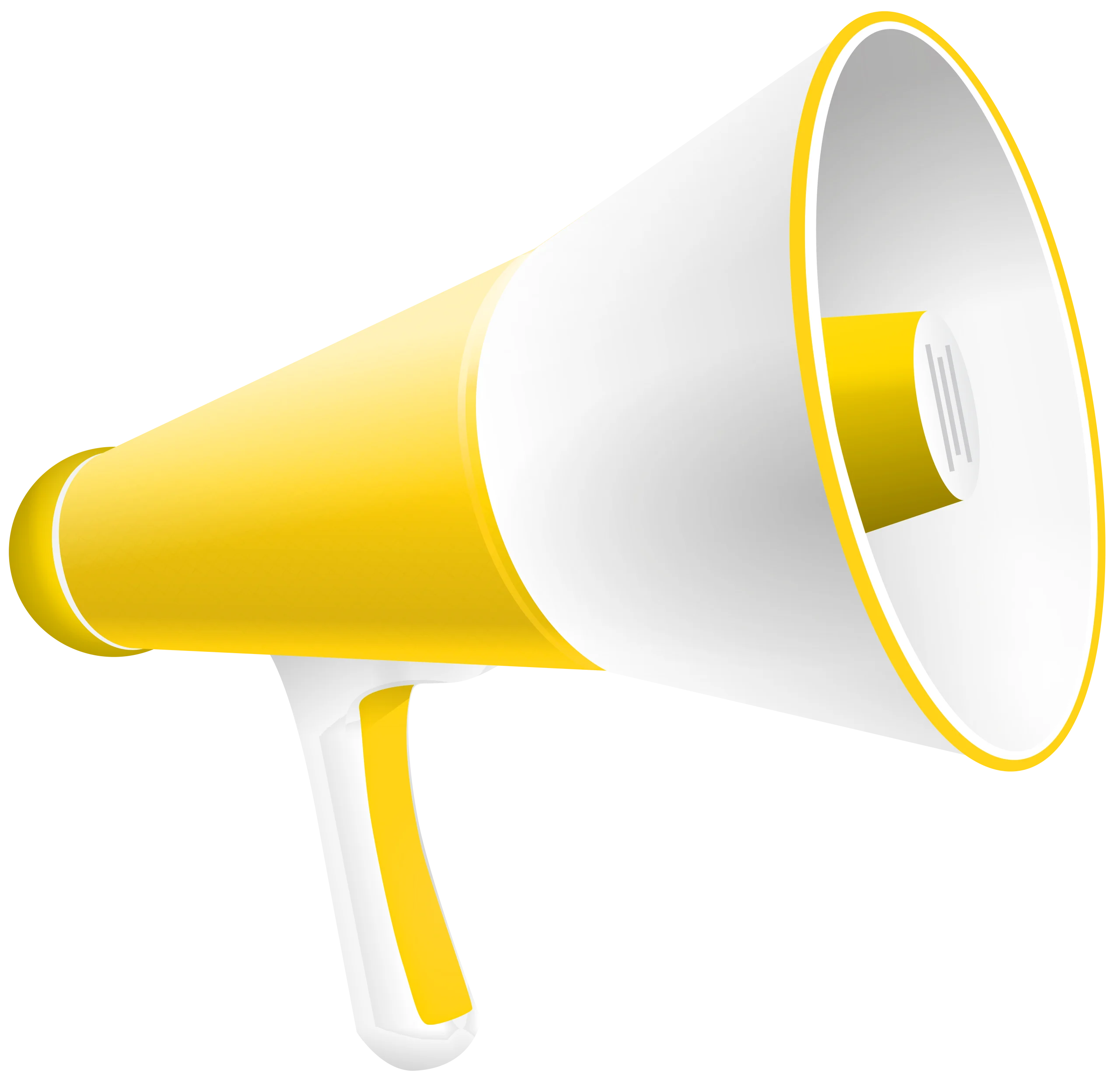 Yellow and White Loud Communication Megaphone Clipart Design Element