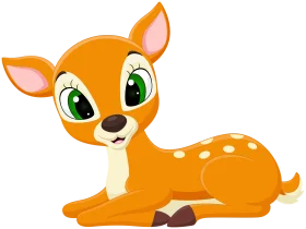 Adorable Baby Deer Fawn Resting Cartoon Clipart Illustration