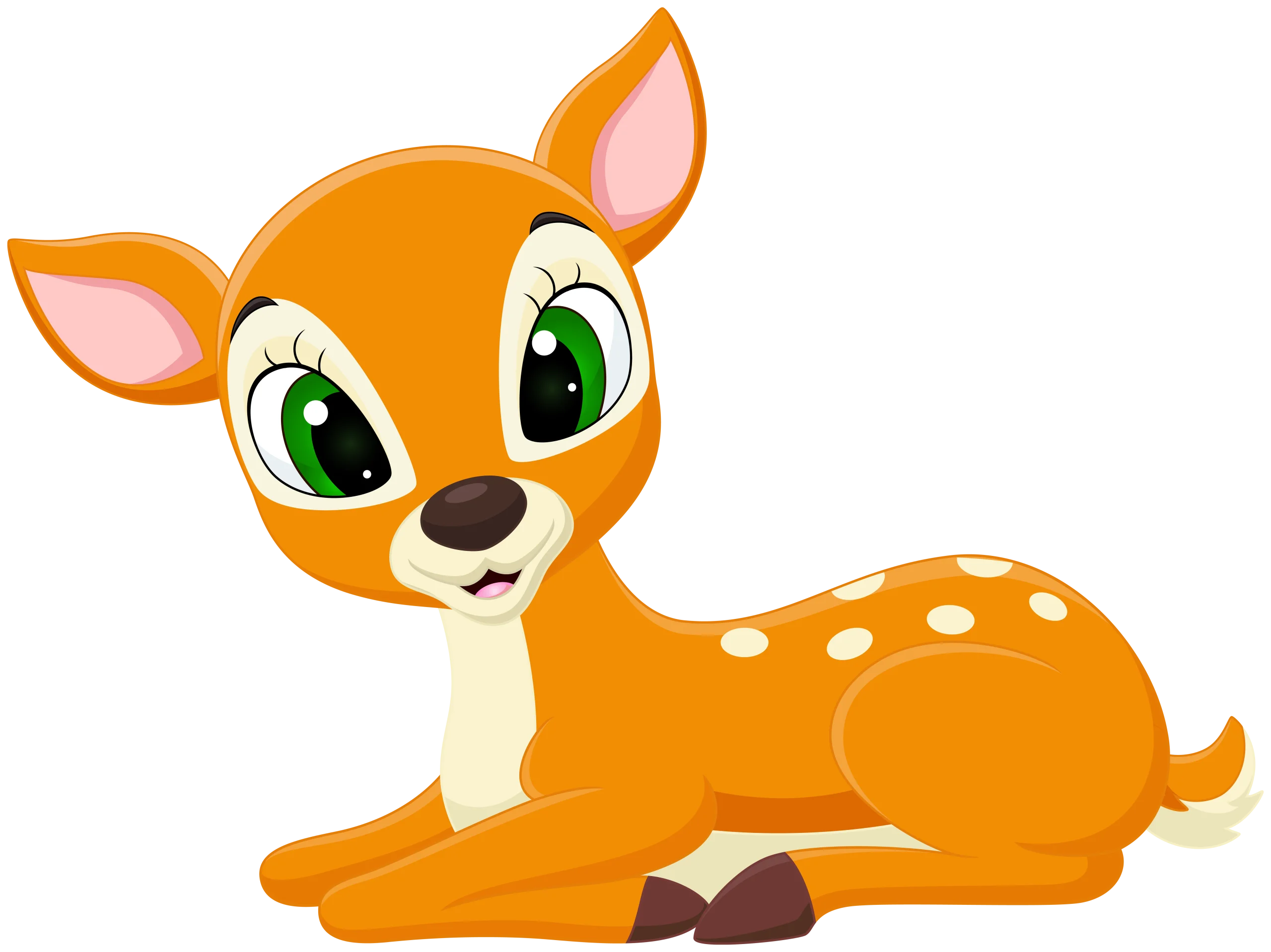 Adorable Baby Deer Fawn Resting Cartoon Clipart Illustration