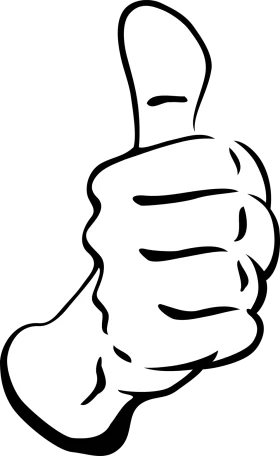 Black and White Classic Thumbs Up Gesture Clipart Design Element