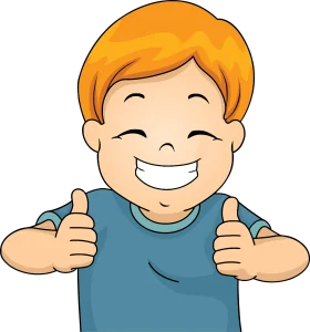 Cheerful Child Giving Double Thumbs Up Clipart - Positive Expression of Excitement