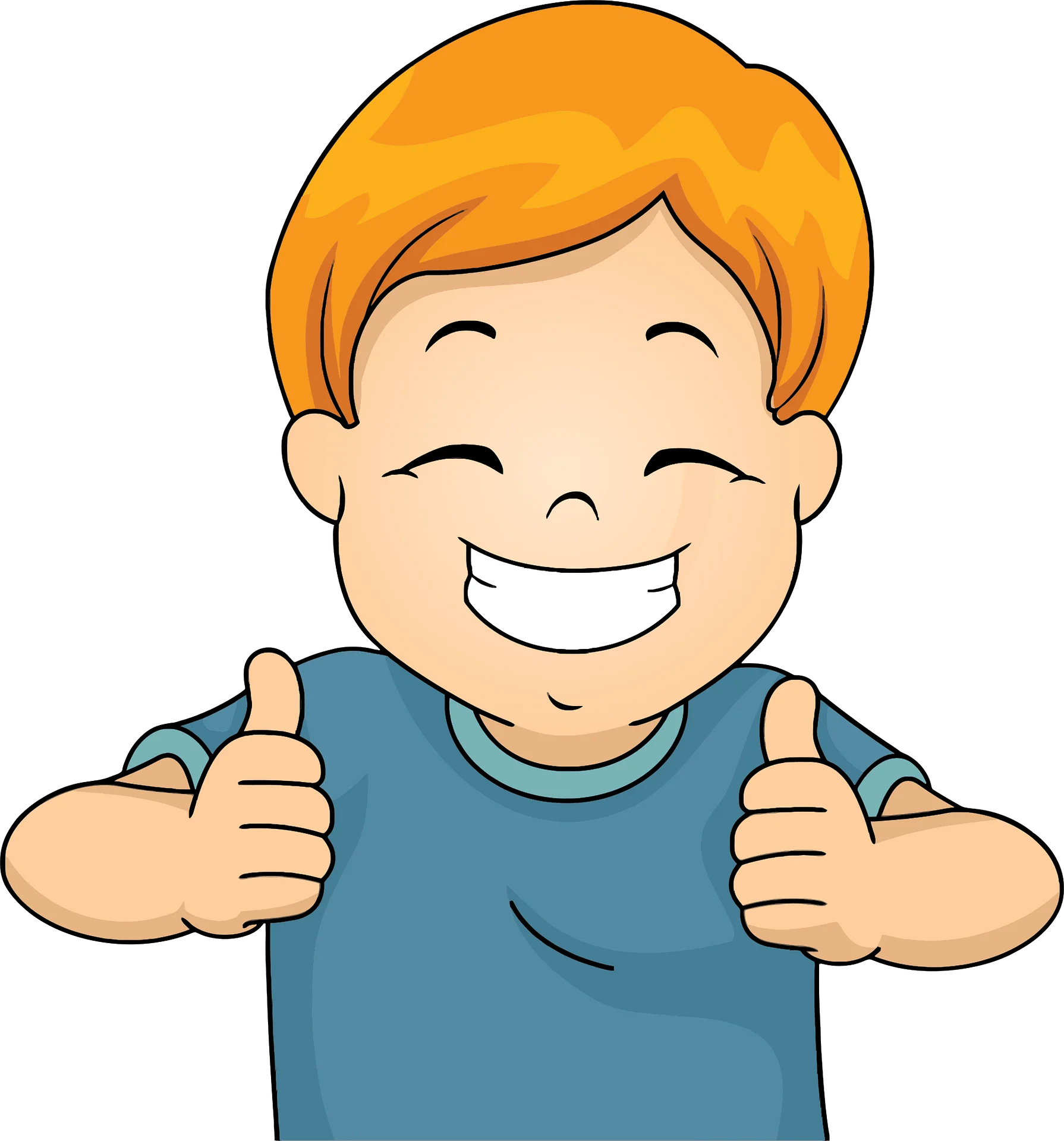 Cheerful Child Giving Double Thumbs Up Clipart - Positive Expression of Excitement