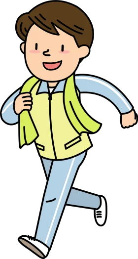 Cheerful School Student Running with Backpack Cartoon Clipart Illustration