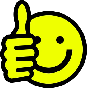Cheerful Yellow Smiley Face Thumbs Up Clipart Graphic Design Element
