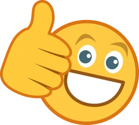 Cheerful Yellow Thumbs Up Emoji Clipart with Beaming Smile and Positive Gesture