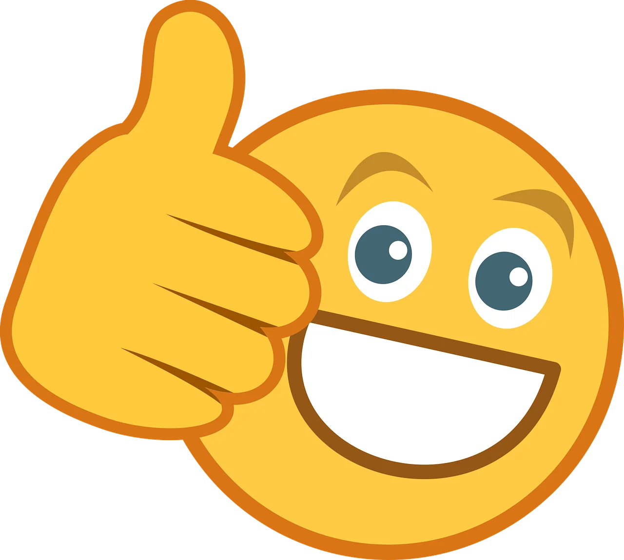 Cheerful Yellow Thumbs Up Emoji Clipart with Beaming Smile and Positive Gesture