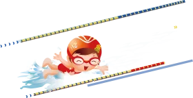 Cheerful Young Swimmer in Action Diving through Water Splash Clipart Illustration