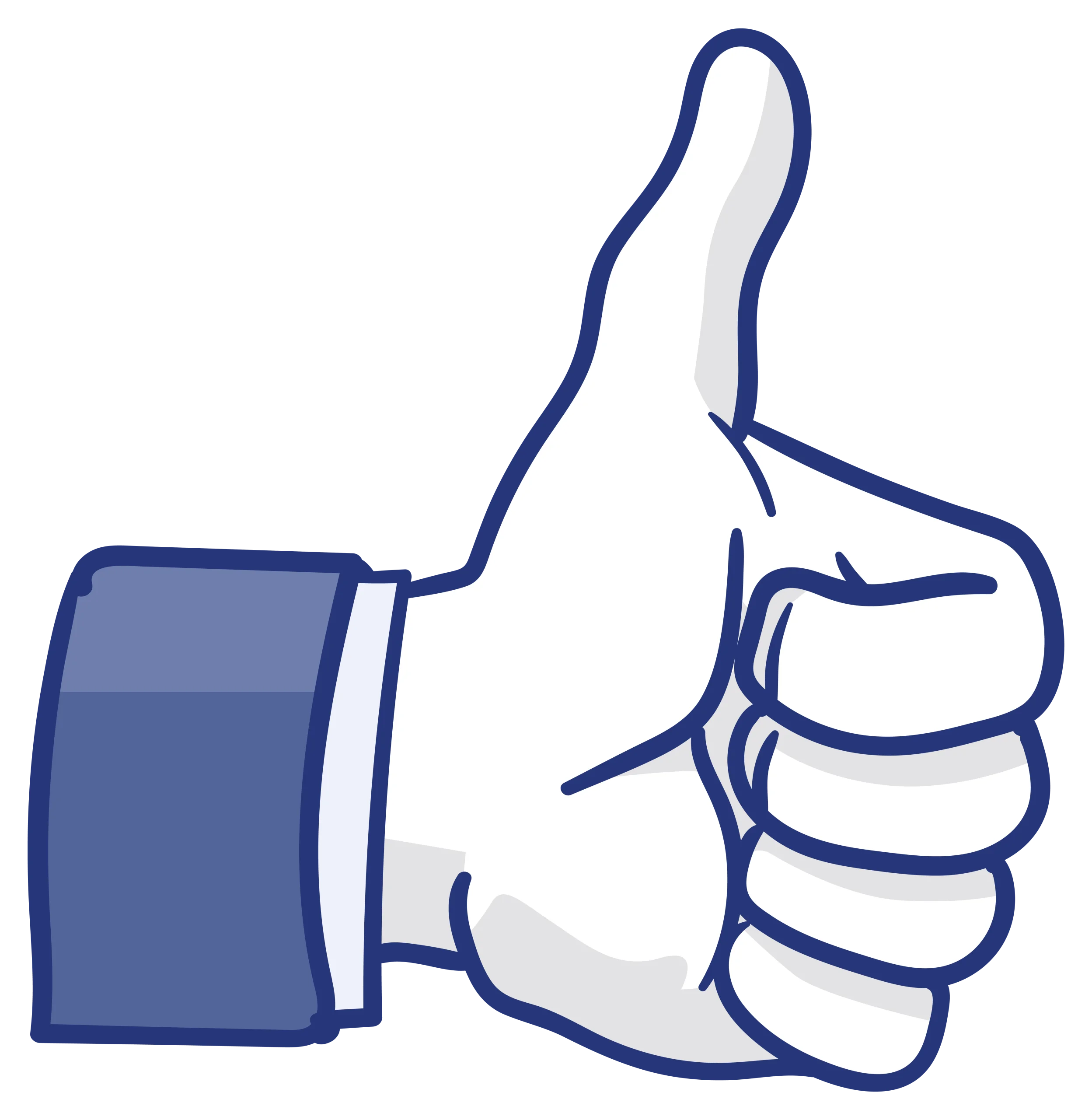 Classic Blue and White Thumbs Up Clipart Icon for Positive Feedback and Approval
