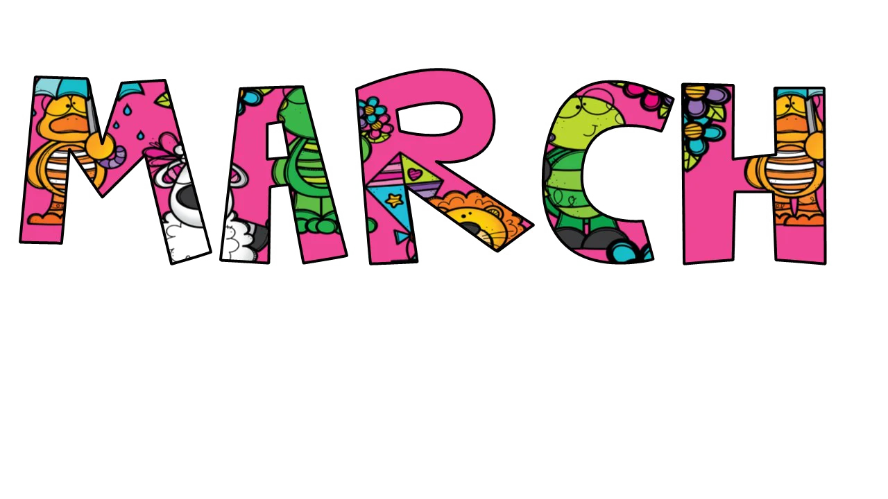 Colorful and Playful March Typography Clipart with Artistic Design Elements