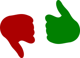 Contrasting Hand Gesture Clipart: Thumbs Down in Red and Thumbs Up in Green