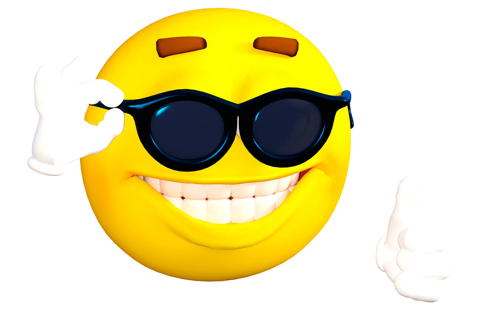 Cool Sunglasses-Wearing Emoji Clipart with Enthusiastic Thumbs Up Gesture