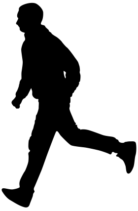 Dynamic Black Silhouette of a Person Running Forward in Motion Clipart