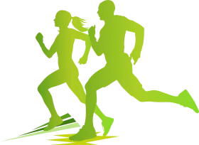Dynamic Green Silhouettes of Runners in Motion - Energetic Sports Clipart Design