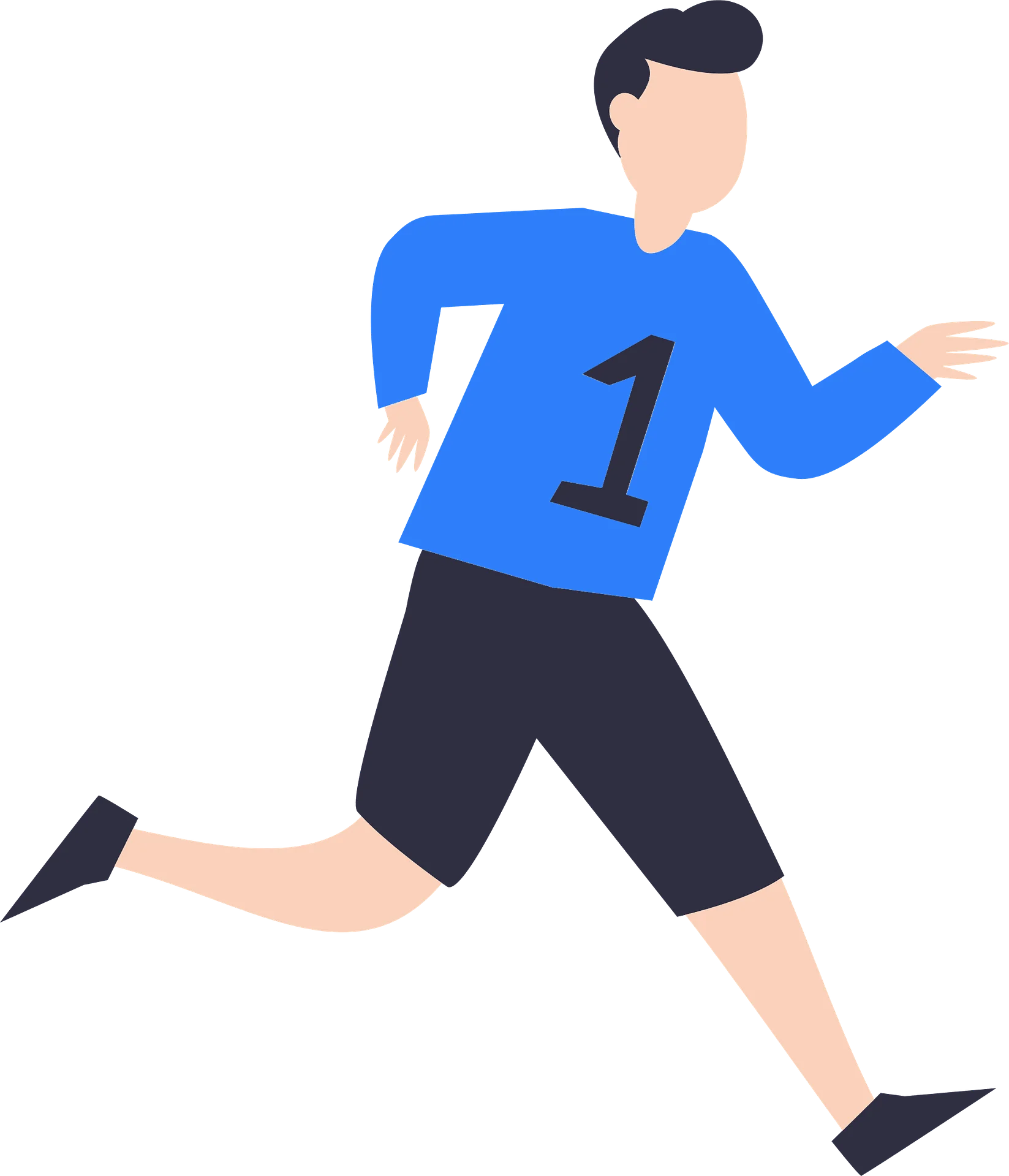 Dynamic Runner Clipart Illustration: Athletic Figure in Motion with Number 1 Jersey