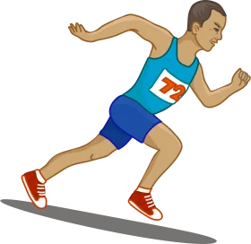 Dynamic Running Athlete Clipart Illustration with Race Number 72