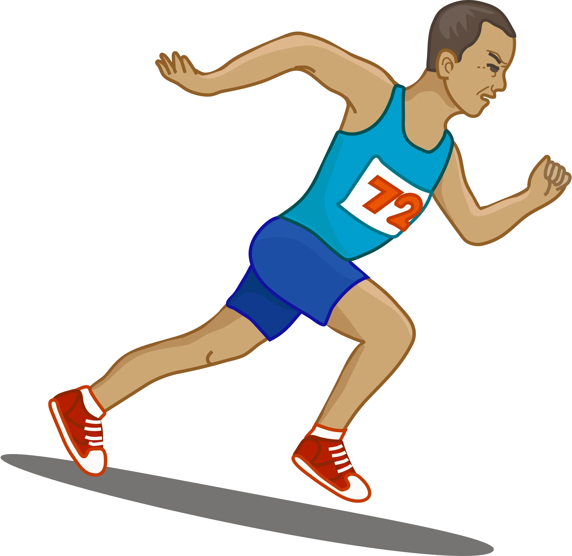 Dynamic Running Athlete Clipart Illustration with Race Number 72