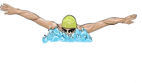 Dynamic Swimmer Performing Butterfly Stroke in Energetic Splash Clipart Illustration