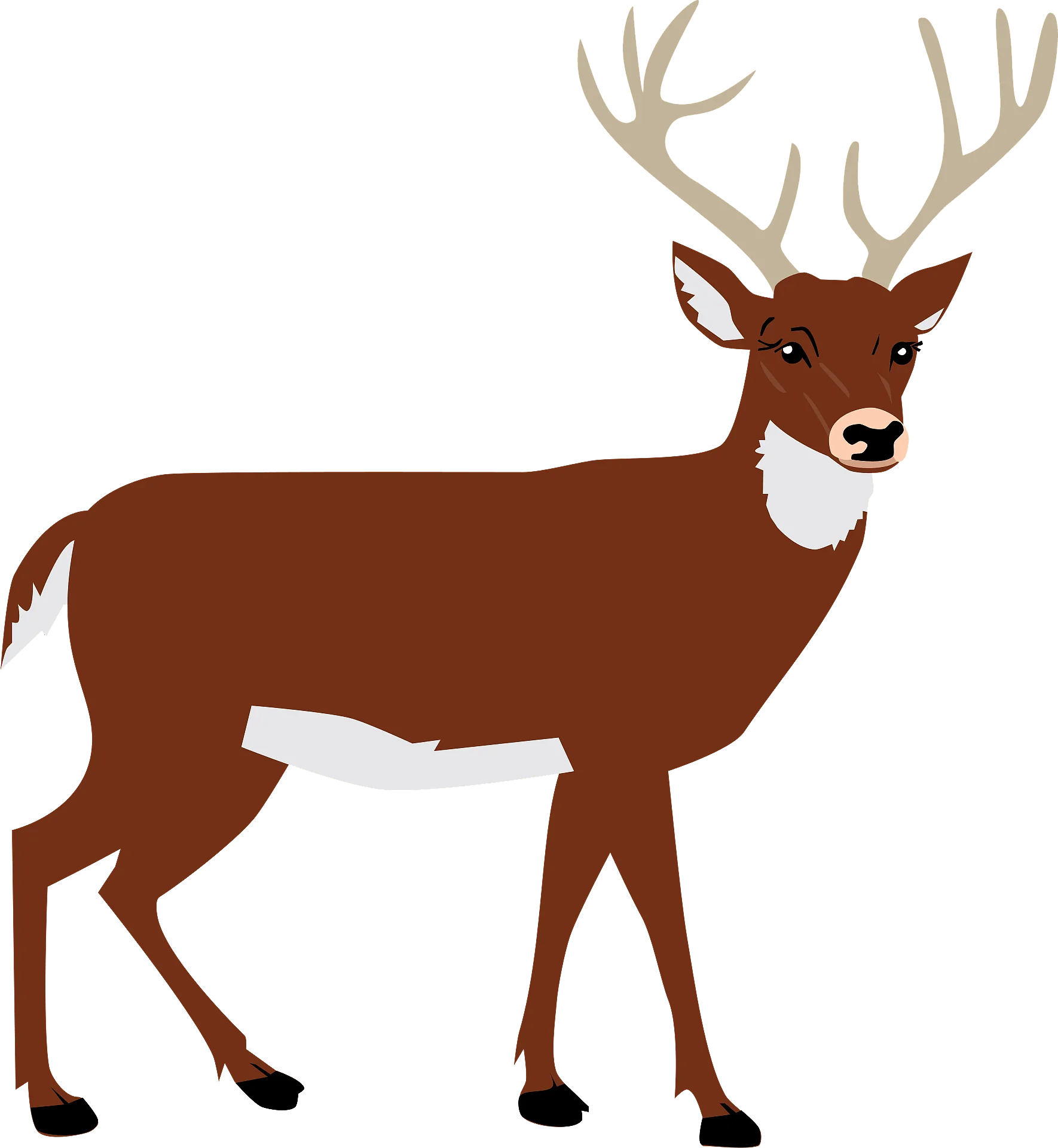 Elegant Brown Woodland Deer Clipart Illustration with Majestic Antlers