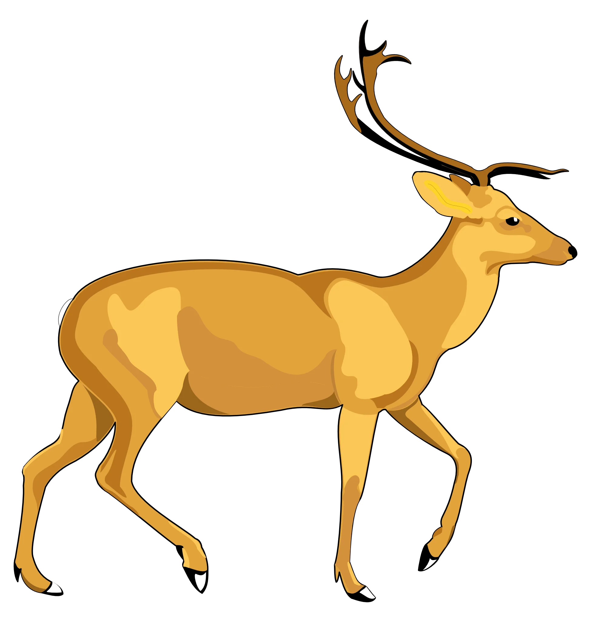 Elegant Deer Clipart: Majestic Antlered Woodland Creature Walking Gracefully