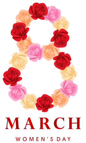 Elegant Floral Number Eight Clipart Celebrating International Women's Day