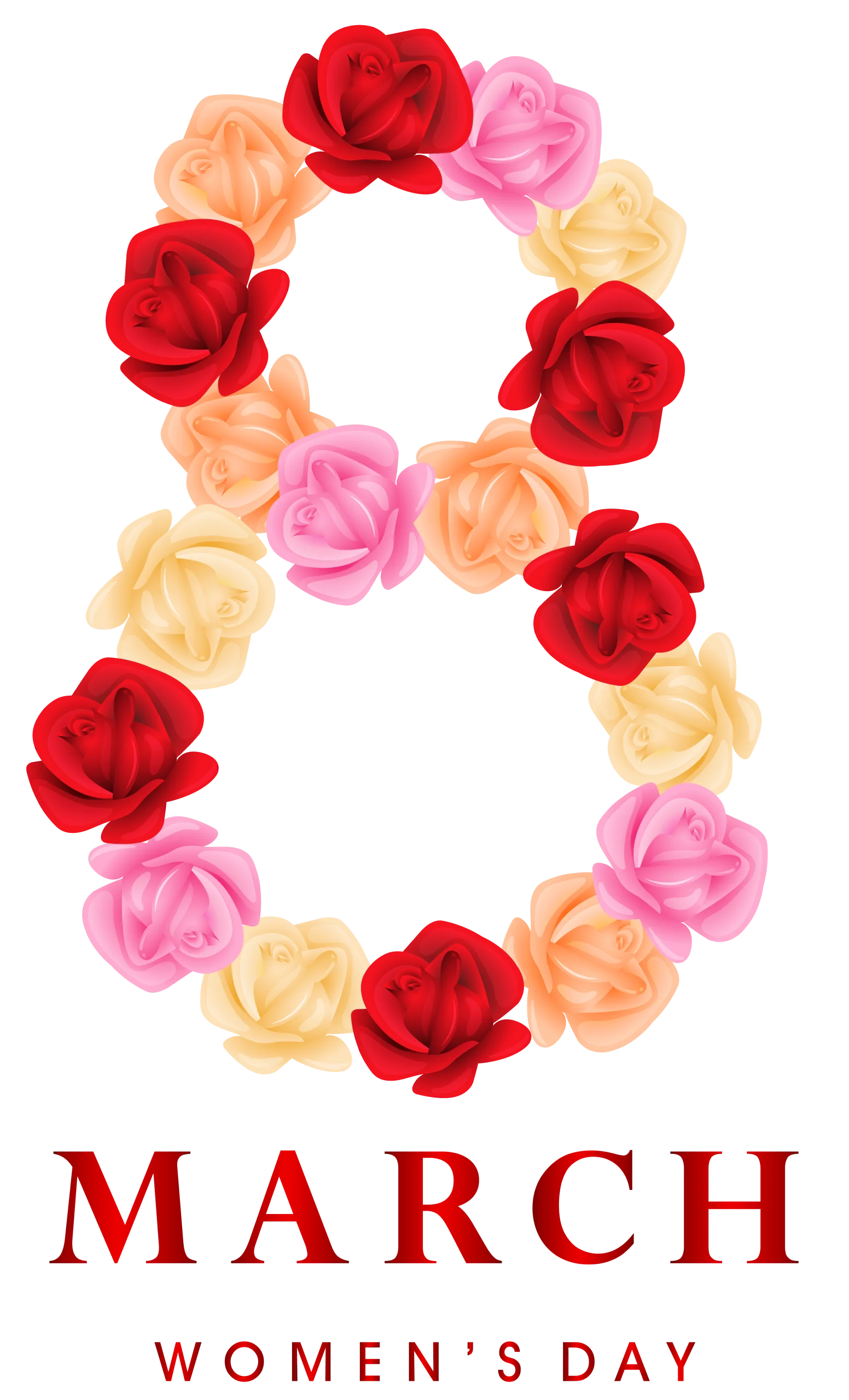Elegant Floral Number Eight Clipart Celebrating International Women's Day