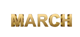 Elegant Golden 3D March Clipart with Metallic Dimensional Typography