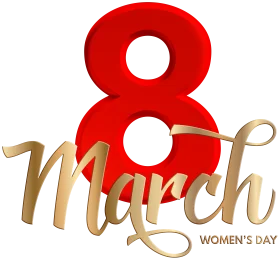 Elegant Golden and Crimson 8 March International Women's Day Commemorative Clipart Design