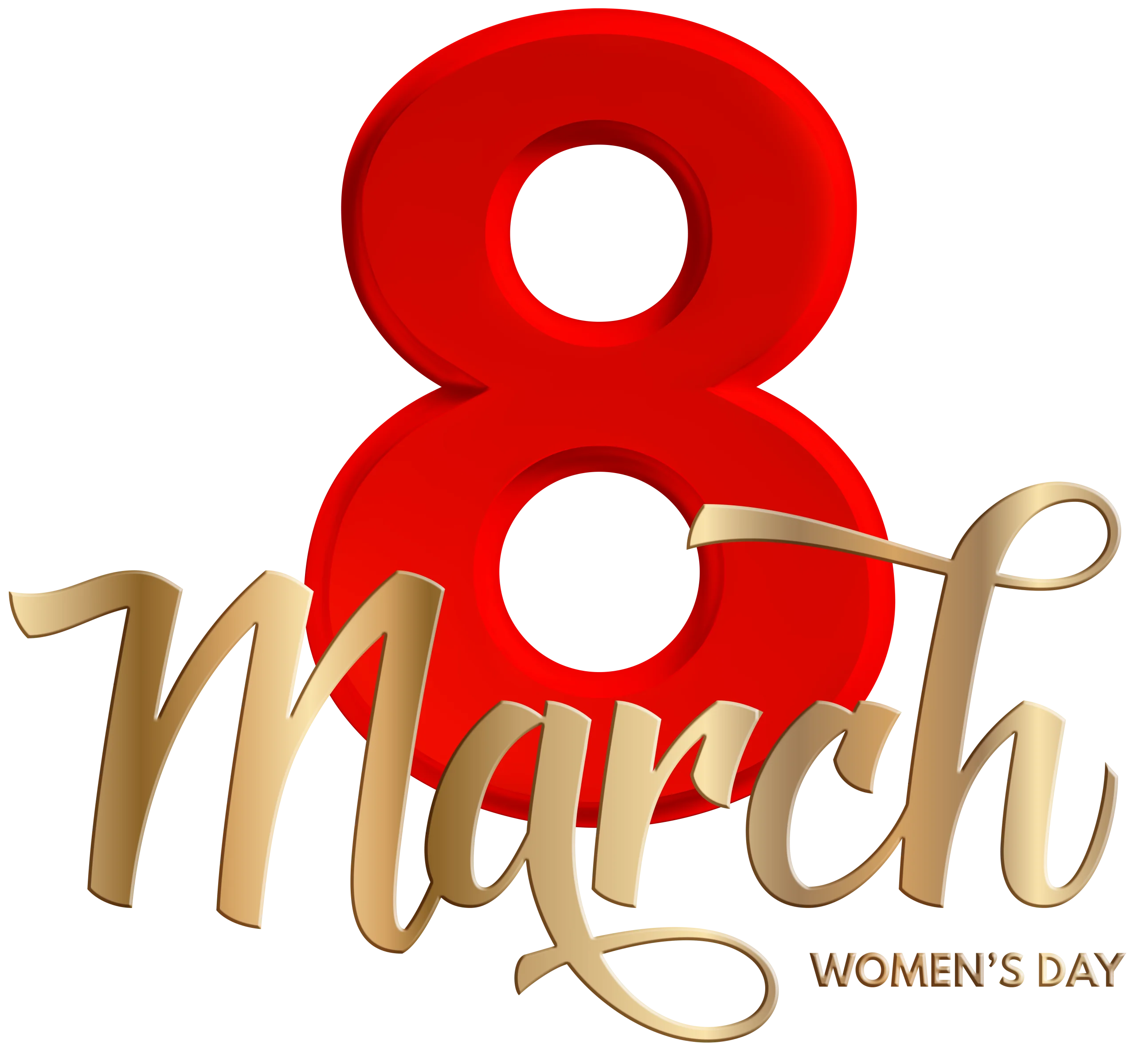 Elegant Golden and Crimson 8 March International Women's Day Commemorative Clipart Design