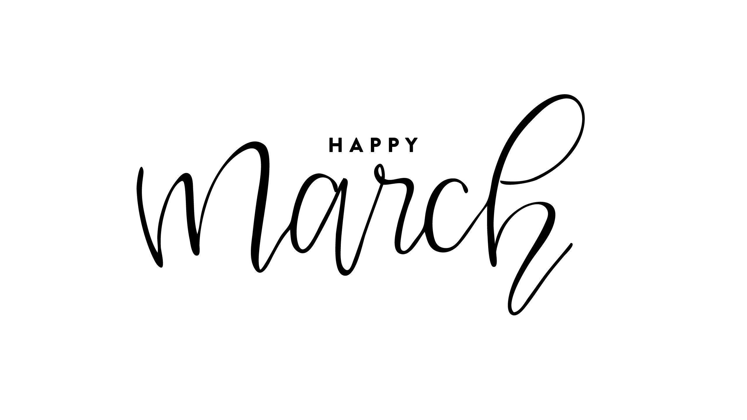 Elegant Handwritten Happy March Calligraphy Clipart with Stylish Typography