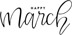 Elegant Handwritten Happy March Typography Clipart Design in Stylish Script