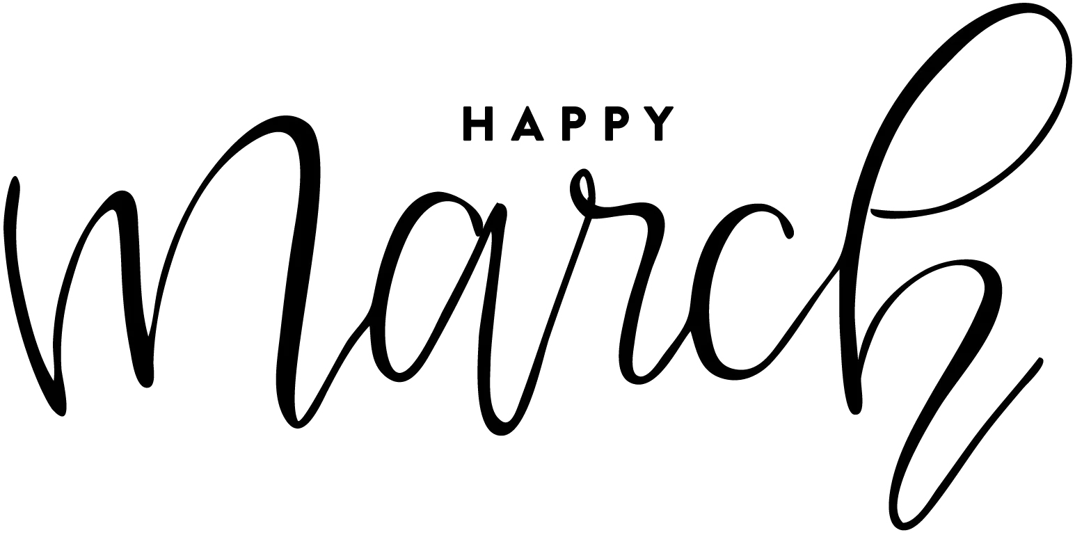 Elegant Handwritten Happy March Typography Clipart Design in Stylish Script