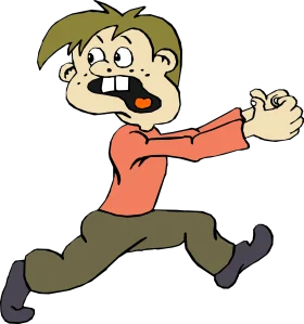 Energetic Cartoon Boy Running with Expressive Face Clipart Illustration