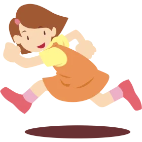 Energetic Child Running with Joy in Playful Cartoon Clipart Style