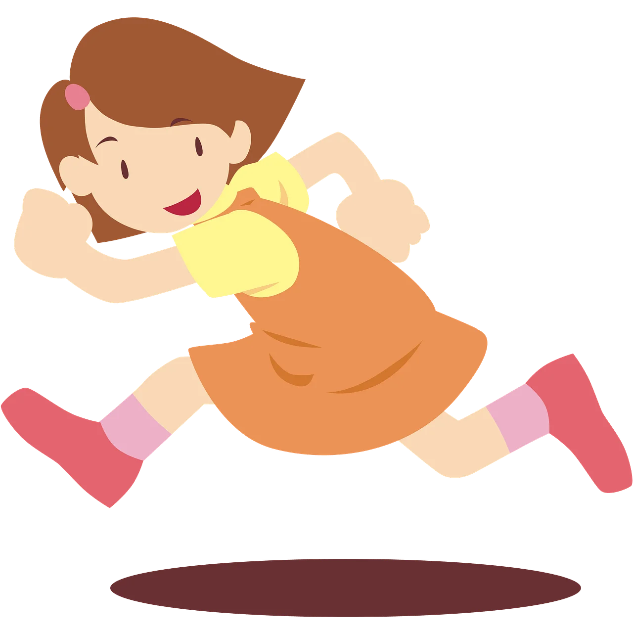 Energetic Child Running with Joy in Playful Cartoon Clipart Style