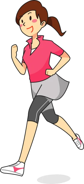 Energetic Female Runner Clipart: Dynamic Fitness Character in Active Pose