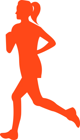Energetic Female Runner Silhouette in Bold Orange Fitness Clipart Design